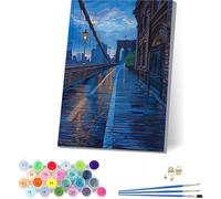Città Dipingere con i Numeri Adulti con Telaio, Dipingere con i Numeri Paesaggio, Fai da te Paint by Numbers Kits con 3 Pennelli e Pigmento Acrilico,Decorazioni Casa, Regalo Donna 100x135cm 9-2062