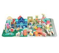 Città educativa in legno con tappetino 121 pezzi Ecotoys