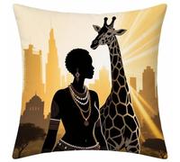 Città Federe Cuscino 30x30 Set di 1, Federe Cuscini Divano 30x30cm, Donne Africane Impermeabili Quadrata Copricuscini con Cerniera Invisibile, Copricuscino per Balcón, Jardín, Decorazioni Casa L-4447