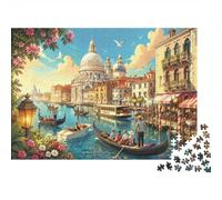 Città Fiume Edificio Puzzle, 1000 Pezzi Gioco Interno Adulto | 38x26cm Amanti d'arte, Regalo di compleanno, Cartone, Lenimento, Vestibilità precisa