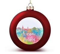 Città grattacielo edifici sagome palline di Natale ornamenti Polonia Varsavia Rainbow Skyline Decorazioni natalizie Palle per albero per feste di nozze, decorazioni natalizie da appendere per albero