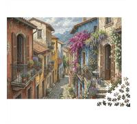 città italianaPuzzle Classico 1000 Pezzi Cartone Riciclato Viale Mediterraneo Anziani Allenamento Cognitivo, Attività Indoor, Regalo Natale 52x38cm/1000pcs