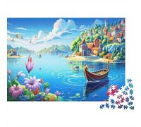 città Lakeside Puzzle Impossibili 1000Pcs Lakes Ship Decorazione Per La Casa. Rilassamento E Intelligence Per Adulti E Ragazzi Da 14 Anni 1000pcs (75x50cm)
