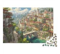Città medievale paesaggio Puzzle 1000 Pezzi Adulti In Resistente E Durevole, Un Puzzles Per Gioco Educativo Per La Sgonfiatina, Ideale Per Vacanza Relax, 38x26cm/1000pcs