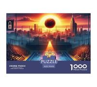 Città Moderna Eclissi Solare Puzzle per Adulti Puzzle 1000 Pezzi Skyline Notturno Relax Concentrazione Arredo Regalo 70x50cm/1000pcs