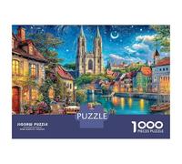 Città notte 1000 Piece Eco-friendly Material Città canale Puzzles for Seniors Easy Grip Pieces Gift for Her Full-size Poster Included Anti-glare 52x38cm/1000pcs