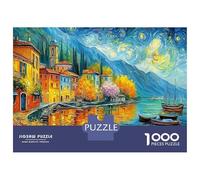 Città sul lago Jigsaw Puzzle Impossibili 1000 Pezzi Cielo notturno stellato Decorazione Per La Casa. Giochi Rilassamento E Intelligence Per Adulti E Bambini Da 12 Anni 38x26cm/1000pcs