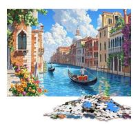 Città sull'acqua di Venezia Puzzle in Legno Canal 1000 Pezzi Per Adulti Puzzle Per Gioco Familiare Gioco Education Decorazione Interna Unica Regalo Per Amore E Amico Stress Relief 1000pcs (75x50cm)