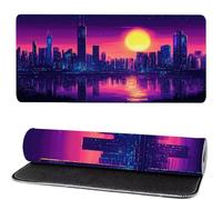 Città Tappetino Mouse 1200x600x3mm, Tappetino Mouse xxl Tramonto, Con Bordo di Cucitura, Accessori per Computer, Laptop Scrivania Pad Antiscivolante, Per la Decorazione Del Desktop in Ufficio MM-37