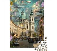 Città Vecchia di Leopoli Puzzle in Legno 1000 Pezzi Per Adulti Per Gioco Familiare Decorazione Interna Unica Regalo Per Amore E Amico Gioco EduGattoion Stress Relief 1000pcs (75x50cm)