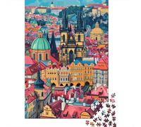 Città Vecchia di Praga Edifici Colorati Puzzle 1000 Pezzi Puzzle per Adulti Paesaggio Relax Regalo 70x50cm/1000pcs
