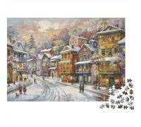 Città vecchia innevata Puzzle Impossibili 1000 Pezzi Strade invernali Decorazione Per La Casa. Rilassamento E Intelligence Per Adulti E Ragazzi Da 14 Anni 38x26cm/1000pcs