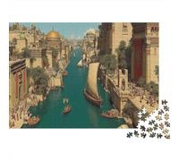 Città Vecchia Medievale, Città e lago Puzzle Sostenibili Con Motivi Per Adulti Da Gioco in Legno Di Alta Qualità 1000pcs (75x50cm)