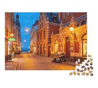Città Vecchia Riga Puzzle 1000 Pezzi Materiale Riciclato Viale Costiero Lettonia Puzzle per Ragazzo & Ragazza da 6 Anni Gioco Educativo Sfida Giocattolo Genitore-Figlio 52x38cm/1000pcs
