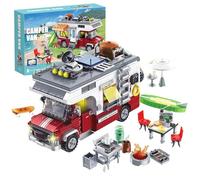 City Camper Van Toy Building Set,924 Pezzi Beach Holiday Creative Adventure RV Building Toys,Avec lumières LED regalo di compleanno per bambine di 6 anni, ragazzi, bambini