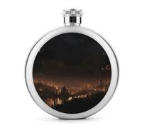 City in The Dark, fiaschetta rotonda da 140 ml, a prova di perdite, in acciaio inox, portatile, bottiglia per vino, liquore, fiaschetta per whisky, per uomo e donna, idea regalo