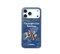 City Knights Club, custodia magnetica in pelle per iPhone 17 Air 16 Pro Max, con parte posteriore in poliuretano antiurto e parte posteriore in TPU (per iPhone 17), blu