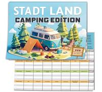 City Land - Gioco di carte da campeggio, edizione regalo per campeggiatori, uomini e donne, gadget per camper, accessori da campeggio 2025, dai 9 anni in su, 50 fogli DIN A4