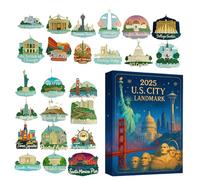 City Landmark Calendar - 26x18cm Acrylic 2D Pendant Scene Props | 24 Day Christmas Countdown | Holiday Birthday Party Decor For Kids, Adults, Living Room, Bedroom, Entryway, Window, Door