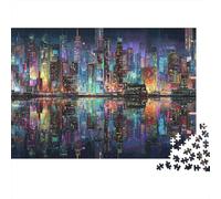City Lights Reflections -1 Jigsaw Puzzle Impossible 1000 Pezzi Decorazione Per La Casa. Giochi Rilassamento E Intelligence Per Adulti E Ragazzi Da 14 Anni 52x38cm/1000pcs