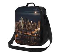 City Seattle - Borsa per il pranzo per donne e uomini, adulti, isolata, riutilizzabile, a prova di perdite, grande capacità, contenitore per alimenti portatile, per lavoro e viaggi