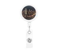 City Seattle Porta badge retrattile con clip a coccodrillo portachiavi, clip per badge, leggero, retrattile, porta badge divertente per infermieri, insegnanti, impiegati