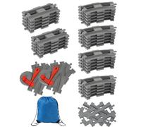 City Set di Binari, 10 Binari Dritti + 20 Binari Curvi + 2 Cambio Ferroviario, Treno Binari Ferroviari Giocattolo, Rotaie Giocattolo per Bambini, Idea Natale Regalo di Compleanno per Ragazzi Ragazze