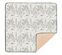 City Sketch - Tappetino da gioco per bambini, grande, robusto, impermeabile, imbottito, per neonati, neonati, neonati, 127 x 127 cm, colore: beige chiaro