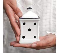 City to Cottage® Barattolo Piccolo da 150ml con Coperchio | Contenitore per Cibo da Cucina per Pasta e Biscotti | Realizzato e Dipinto a Mano in Ceramica | Fantasia con Puntini a Pois Bianco e Nero