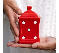 City to Cottage® Barattolo Piccolo da 150ml con Coperchio | Contenitore per Cibo da Cucina per Pasta e Biscotti | Realizzato e Dipinto a Mano in Ceramica | Fantasia con Puntini a Pois Rosso e Bianco