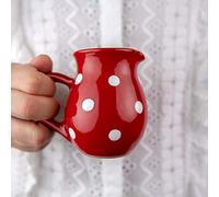 City to Cottage® Bricco del Latte Piccolo da 150ml | Lattiera in Fantasia a Pois Rosso e Bianco | Realizzato e Dipinto a Mano in Ceramica