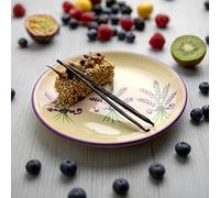 City to Cottage® Piatto da Frutta da 20cm in Ceramica Invetriata | Piattino da Dessert Realizzato e Dipinto a Mano | Fantasia Lavanda Viola e Crema