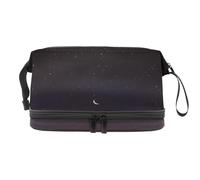 City Under Starry Night - Beauty case a doppio strato per donne e ragazze, borsa da viaggio per trucchi, pratica borsa organizer con scomparto per pennelli, Multi, 27x15x14 cm/10.6x5.9x5.5 in, Beauty