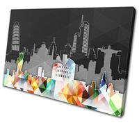 City World Landmarks Geometric SINGLE TELA parete arte foto stampa