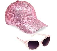 CityComfort Baseball cap e Occhiali da Sole Bambina, Cappello Baseball Bambina con UV Protezione Occhiali (Rosa)