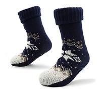 CityComfort Calze a Pantofola Uomo Imbottite Antiscivolo Calzini Morbidi per Casa (Blu/Bianco)