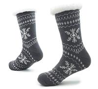 CityComfort Calze a Pantofola Uomo Imbottite Antiscivolo Calzini Morbidi per Casa (Grigio/Bianco)