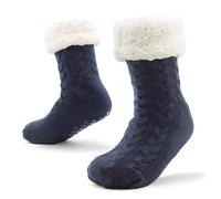 CityComfort Calze a Pantofola Uomo Imbottite Antiscivolo Calzini Morbidi per Casa (Maglia Marina)