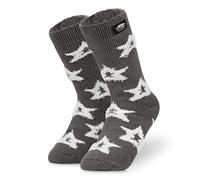 CityComfort Calze Donna, Calzini Antiscivolo Invernali a Pantofola a Fantasia (Bianco Stelle)