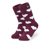 CityComfort Calze Donna, Calzini Antiscivolo Invernali a Pantofola a Fantasia (Bordeaux)