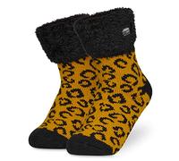 CityComfort Calze Donna, Calzini Antiscivolo Invernali a Pantofola a Fantasia (Giallo Leopardato)