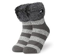 CityComfort Calze Donna, Calzini Antiscivolo Invernali a Pantofola a Fantasia (Grigio/Argento)