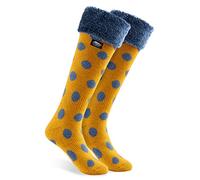 CityComfort Calze Donna, Calzini Antiscivolo Invernali Caldi a Pantofola Calze Alte al Ginocchio (Giallo a pois)
