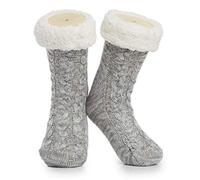 CityComfort Calze Donna Invernali a Pantofola Antiscivolo Gommate Calzettoni Caldi Calzini Imbottiti per Casa Taglia Unica (Grigio Bicolore)