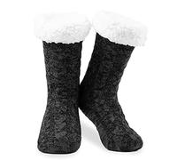 CityComfort Calze Donna Invernali a Pantofola Antiscivolo Gommate Calzettoni Caldi Calzini Imbottiti per Casa Taglia Unica (Nero)