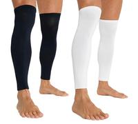 CityComfort Calzettoni Calcio Uomo Senza Piede - Scaldamuscoli Uomo Taglia Unica - Polpaccera Compressione Uomo Ragazzo Protezione Tibia - Gambali Calcio Sport (Bianco/Navy, Confezione da 2)