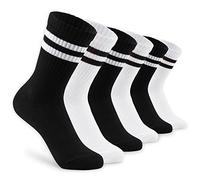 CityComfort Calzini a Righe Donna, Estivi Calze Cotone Set - Confezione da 6 (Nero/Bianco, 37-40)