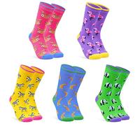 CityComfort Calzini Donna - Polpaccio Lunghezza Cotone Calze Divertenti Colorate - Pacco da 5 (Animali)