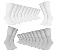 CityComfort Calzini Lunghe da Uomo Confezione da 6 o 12, Morbido e Traspirante (Bianco/Grigio-Confezione da 12)