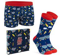 CityComfort Calzini Uomo Divertenti e Mutande Boxer Calze Divertenti Birra Pizza Gaming Boxer Simpatici Idea Regalo Uomo (Blu/Rosso, M)